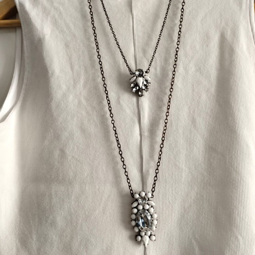 Set of two layering necklaces boho style, like new, white