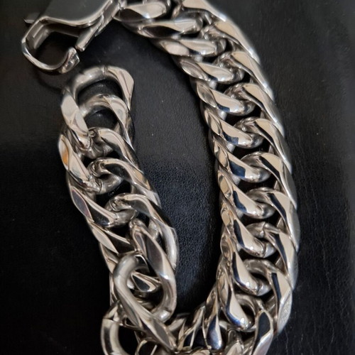 Stainless steel thick hand chain new, hypoallergenic, silver color