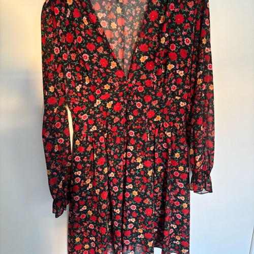 Chiffon mini dress used, one size, red multicolor, made in Italy