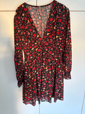 Chiffon mini dress used, one size, red multicolor, made in Italy