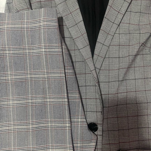 H&M women's grey check suit set, size Large