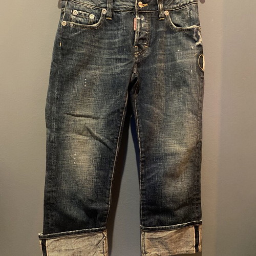Dsquared2 Cropped Jeans like new, vintage with leather biker patch