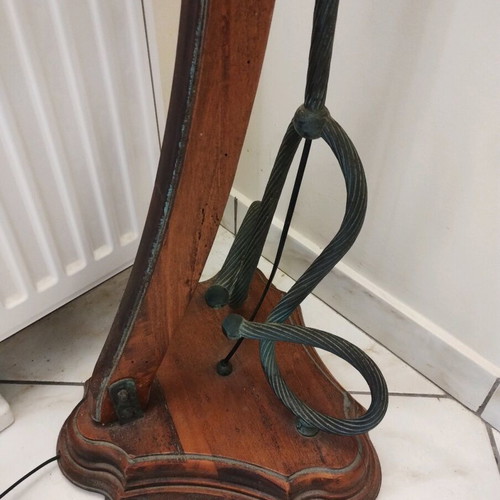 Handmade Tulip Floor Lamp metal and wood like new