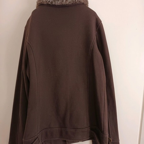 Benetton sweatshirt jacket like new with fur, zipper and buttons brown