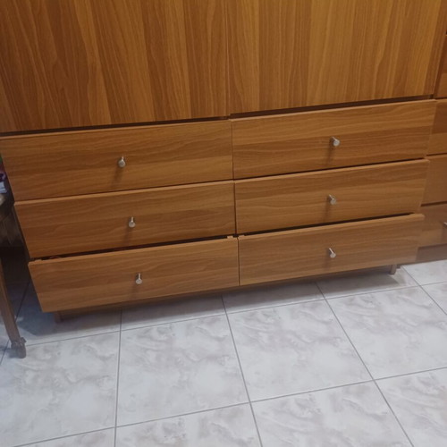 Clothing wardrobe new, 2 doors, 6 drawers, walnut color