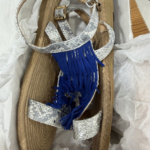 Brasileras women's sandals with blue fringes new, natural rubber