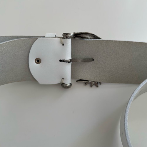 Leather Belt σαν καινούργιο, άσπρη δερμάτινη ζώνη μέσης 60-100cm