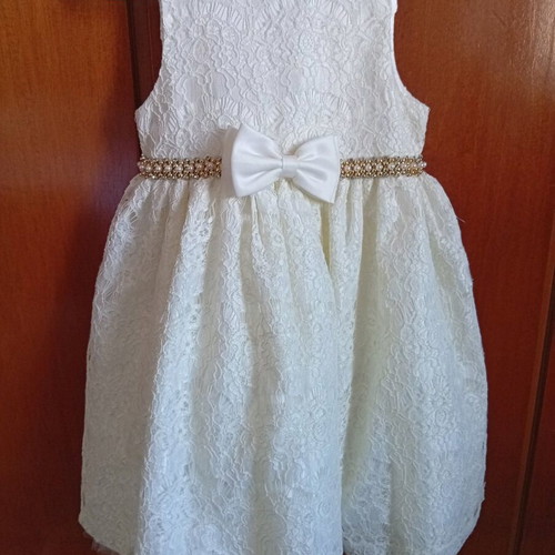 Dress No5 lace ivory with golden beads, like new, size 110 cm
