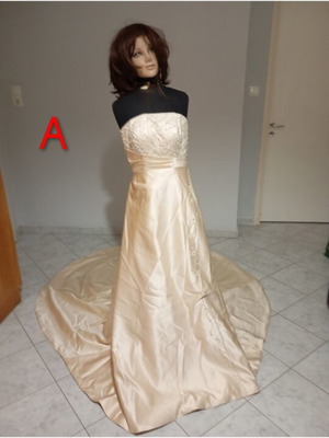 Wedding dress beige strapless with embroidered beads, like new