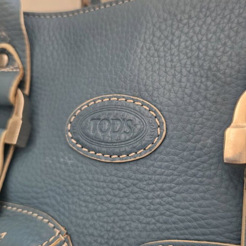 Tods handbag used, leather turquoise