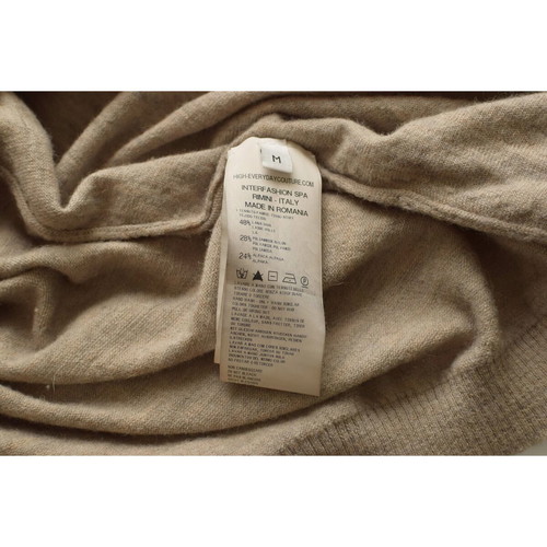 High Beige Wool Alpaca Sweater Pullover with Flowers used size M