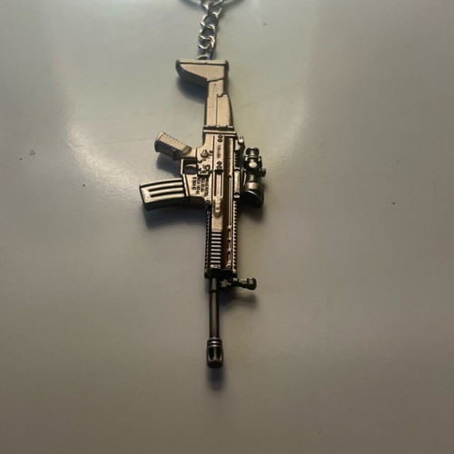PUBG Miniature Gun Keychain Tactical Scar-L new, beige silver
