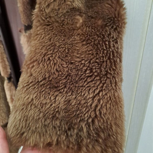 Fur coat with leather brown like new