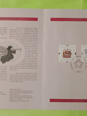 German stamps 1999 with Bonn first day cover, mint condition