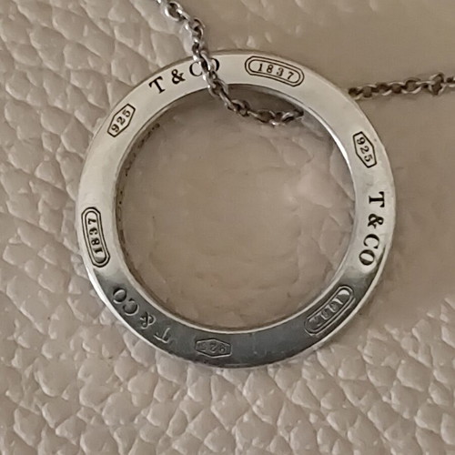 Tiffany & Co 1837 sterling silver circle logo pendant necklace like new
