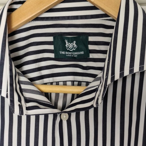 The Bostonians men's long-sleeve striped shirt XXL like new black and white