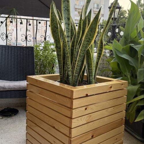 Wooden Planter Box New Solid Pine Outdoor 51x51x58cm