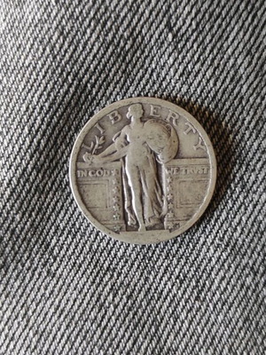 Ασημένιο νόμισμα ΗΠΑ Standing Liberty μεταχειρισμένο, Quarter dollar