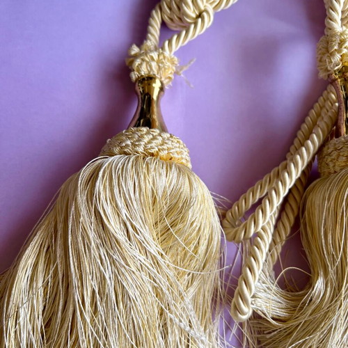 Art Deco gold curtain tie back tassels set of 3 like new