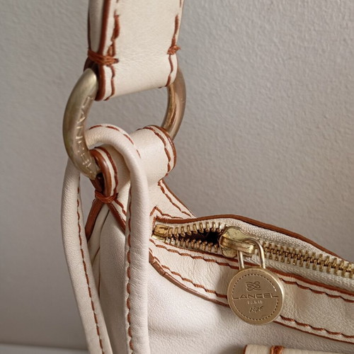 Lancel vintage original shoulder bag used, ecru color