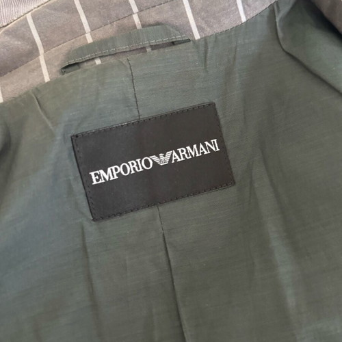 Emporio Armani gray striped blazer XL fitted 3/4 sleeve like new