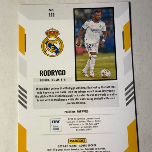 Rodrygo Panini Score card like new
