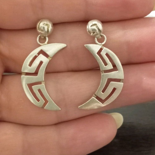 Silver crescent-shaped dangling earrings new with 925 stamp