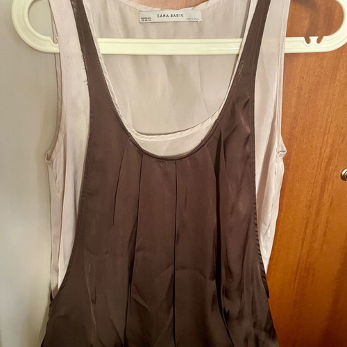 Zara top satin double fabric beige brown like new, XS