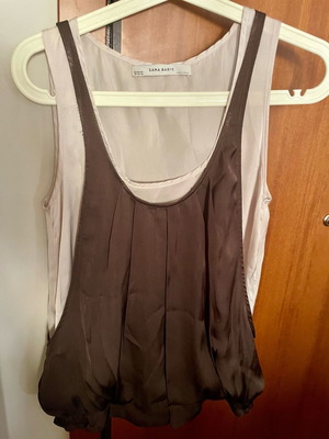 Zara top satin double fabric beige brown like new, XS