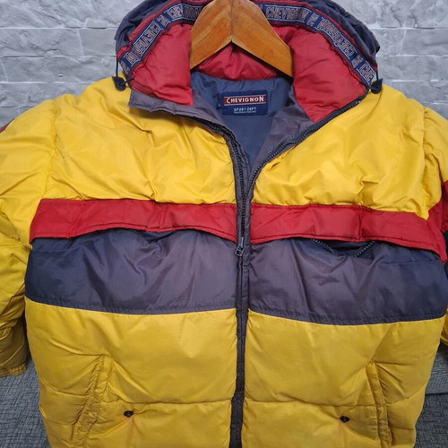 Chevignon Vintage Puffer Jacket Sport Dept Large, like new, yellow color-blocking