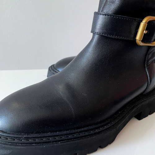 Zara black riding boots size 38 like new with gold buckle
