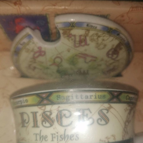 Coffee or Tea Mug with Lid and Spoon "ΙΧΘΥΣ - PISCES" new