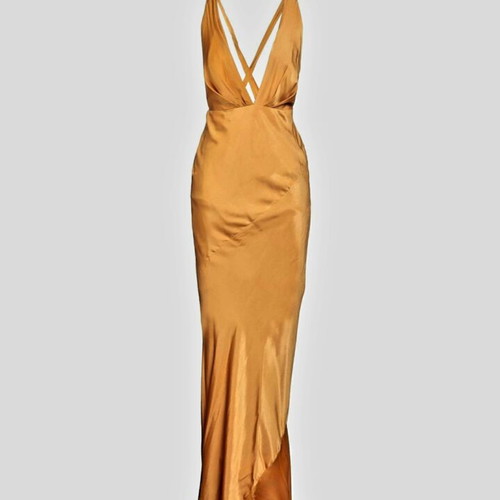 Relish satin dress like new, golden oil color, size S