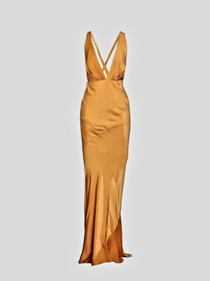 Relish satin dress like new, golden oil color, size S