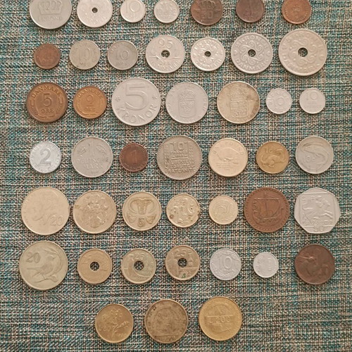 Collection of 45 used European coins, all different