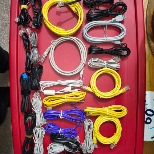 Network cable and adapter set new with storage box