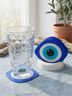 3D Printed Mati Coasters Set of 8 with Base new, Minimal Design
