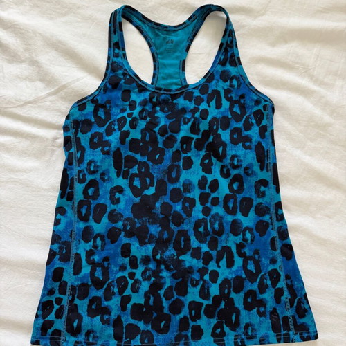 H&M Sport Blue Leopard Print Workout Tank Top used, size M