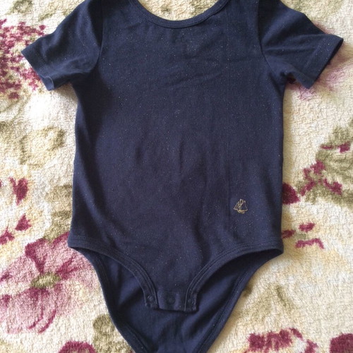 Petit Bateau Gymnastics Bodysuit like new, blue with gold, for ages 3-5