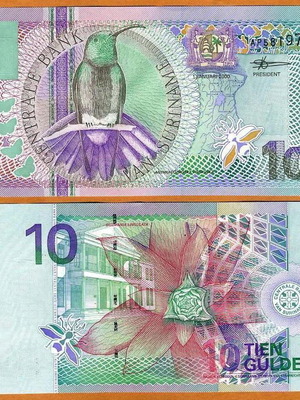 Suriname 10 Dollars 2000 banknote new