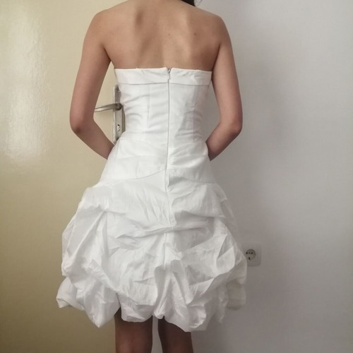 Short women's wedding dress with corset and balloon skirt, used, size S