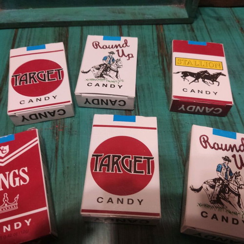 Vintage gum boxes used for decoration