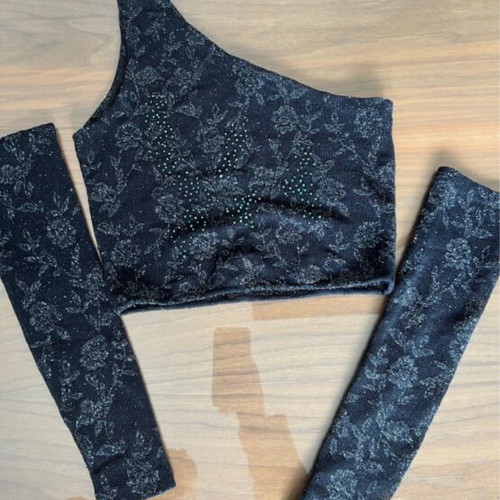 One shoulder top black with sleeves like new