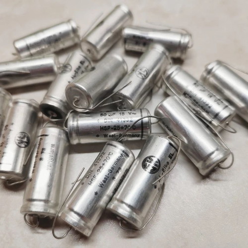 SK West Germany 50uF 15V Axial Capacitors, pack of 16, vintage NOS
