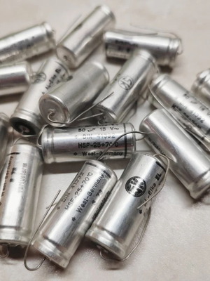 SK West Germany 50uF 15V Axial Capacitors, pack of 16, vintage NOS