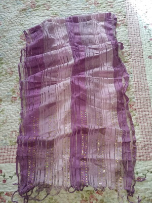 Lilac purple scarf like new with sequins at the bottom