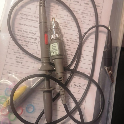 DSO138 digital oscilloscope with 2.4" TFT screen, power supply and probes