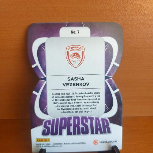 2025-26 Contenders Euroleague Olympiacos Vezenkov Superstar and Red Parallel cards new