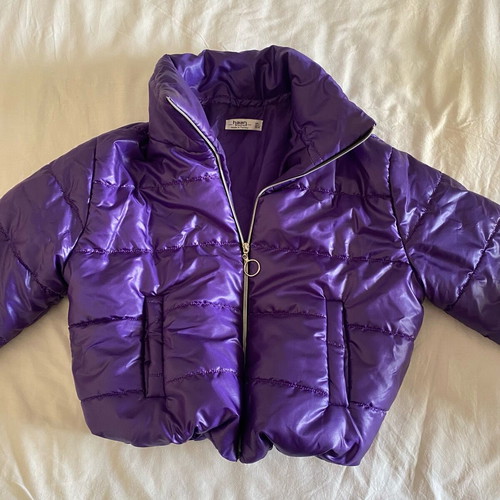 Haan purple cropped puffer jacket like new, size L