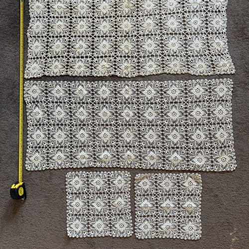 Set of 4 handmade embroidery and lace pieces used